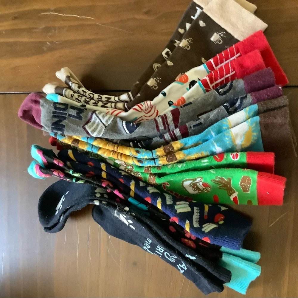 Set of 8 Pairs of Socks with Whimsical Patterns
